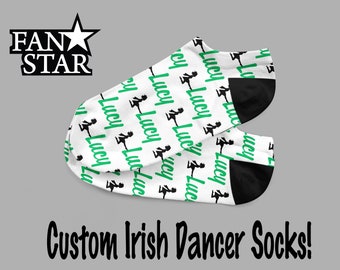 Personalized Irish Dancer Socks - Custom Irish Dance Socks - Crew No Show Socks
