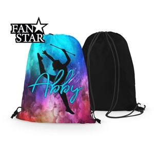 Personalized Twirler Drawstring Bag - Custom Watercolor Baton Twirler Bag - Great for Teams and Gifts Choose Your Colors, Font, and Name!!