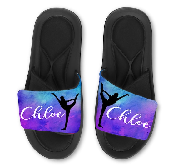 Sandals *Watercolor* Add Your Own Team/Name Custom Personalized Gymnast Slides 