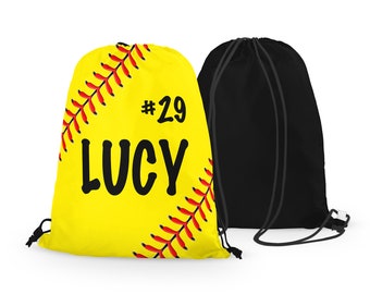 Personalized Softball Laces Drawstring Bag - Custom Fastpitch Drawstring Bag - Choose Your Colors!!