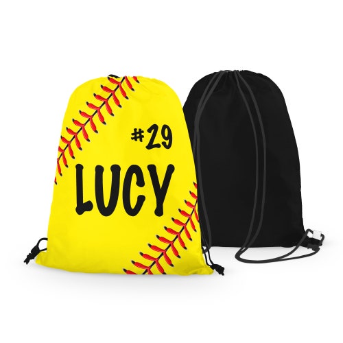 Personalized Softball Laces Drawstring Bag Custom Fastpitch Etsy