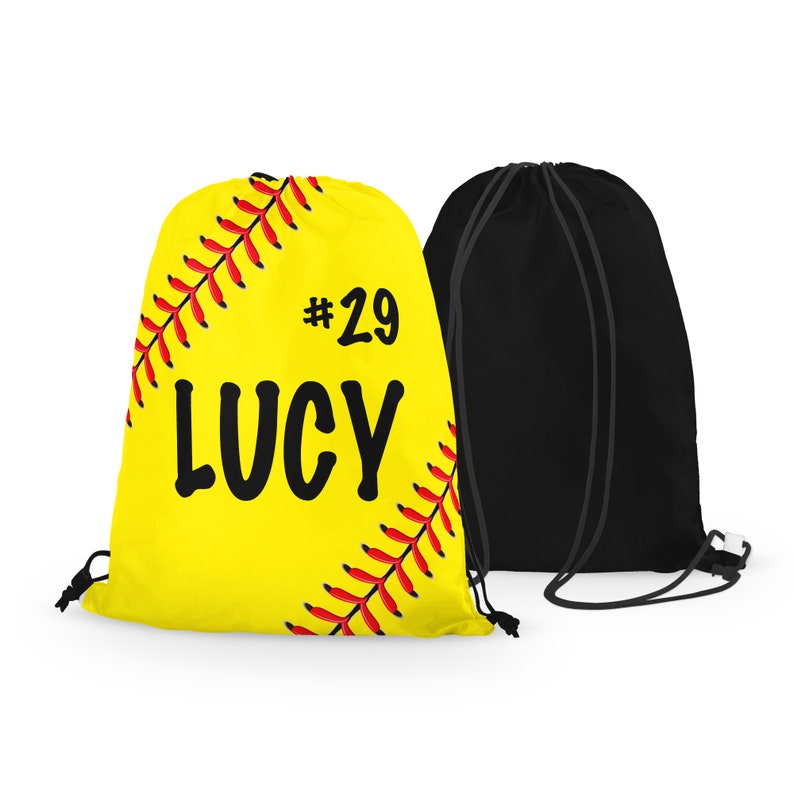 Personalized Softball Laces Drawstring Bag Custom Fastpitch Etsy