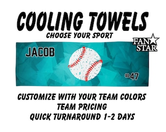 Personalized Baseball Cooling Towels for Players with Prism Background, Add Your Logo, Names, Colors, and also Choose Your Design