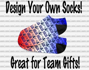 Personalized CHEER Socks, Custom Cheerleader Toe Touch Socks with Name, Custom Socks with Ombre Coloring