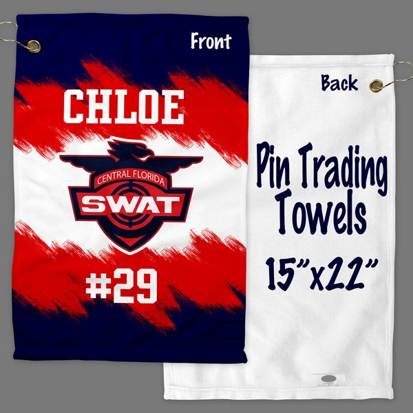 15" x 22" Personalized Pin Trading Towel Perfect for National and World Series Events, Customized with your Logo or Any Image, Dual Color