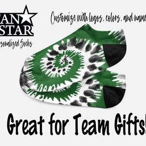 Personalized Tie Dye Ankle Socks, Custom Tie Dye Ankle Socks, Great Team Gift, Fun Tie Dye Socks!