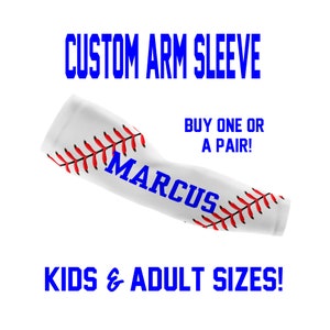 Personalized BASEBALL arm sleeve  - Custom Baseball Compression Sleeve - Great Team Gift or Party Favors!  Single or Bulk Orders!