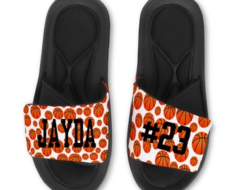 Personalized Custom Basketball Slides Flip Flops Sandals - Memory Foam Sole