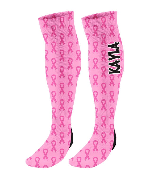 Set Calzini E Polsini Con Nastro Rosa | Consapevolezza Cancro Al Seno | Taglia Unica In Nylon Per Donna E Uomo