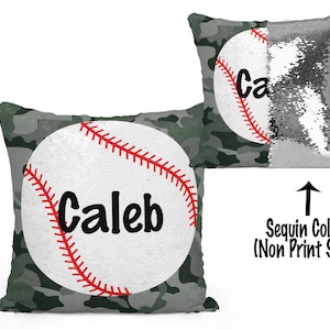 Personalized Baseball Sequin Flip Pillow