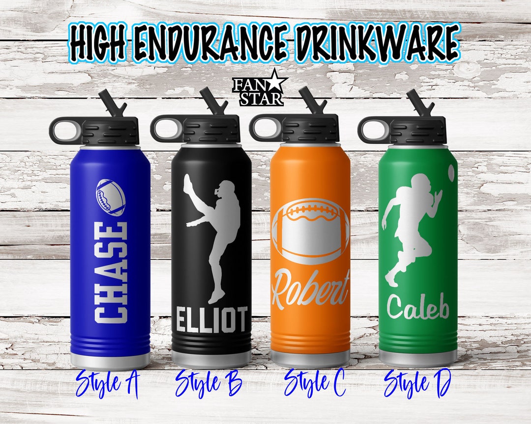 Personalized Football Water Bottle Laser Engraved With Name, Choose a ...