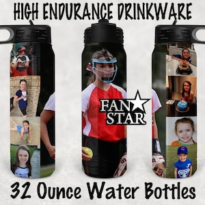 Custom Picture Water Bottle Made of Stainless Steel, Vacumn Insulated to Keep Your Drinks Hot or Cold, 32 Ounce Bottle Perfect for Sports!