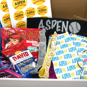 Personalized SOFTBALL FASTPITCH Gift Box - Perfect Birthday or Easter Gift Box! Option to add Custom Slides & Bag.