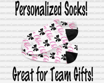 Custom CHEER Socks - Personalized CHEER BOW Socks - Team Cheer Gifts