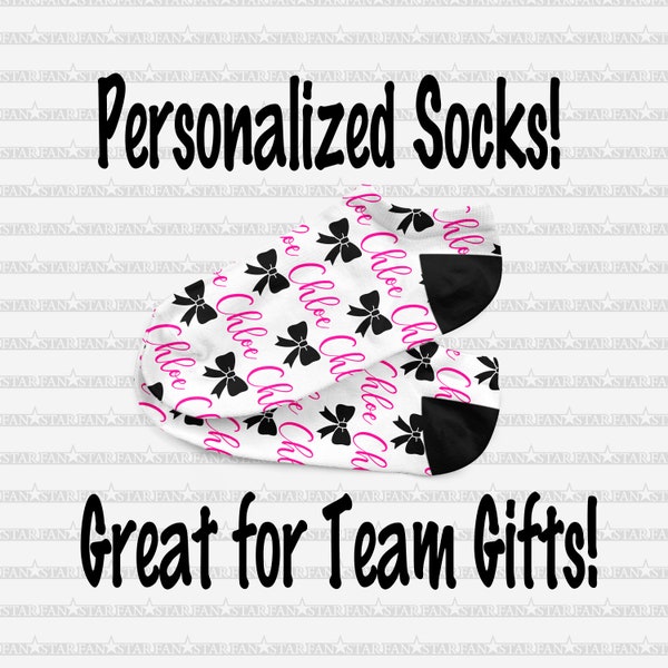 Custom CHEER Socks - Personalized CHEER BOW Socks - Team Cheer Gifts