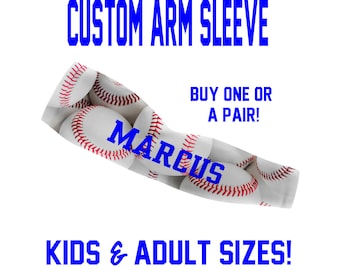 Personalized BASEBALL arm sleeve - Custom Baseball Compression Sleeve -  Great Team Gift or Party Favors! Single or Bulk Orders!