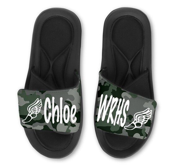 Personalized TRACK Slides Flip Flops Sandals Cross Country CAMO Custom With Your Name or Team Choose Your Colors Etsy