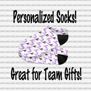 Personalized DANCER Socks Custom DANCE Socks Crew No Show Socks Perfect Dancer Birthday or Team Gift Boys and Girls Images
