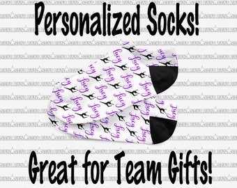 Personalized GYMNAST Socks - Custom GYMNAST Socks - Crew No Show Socks Men's and Women's Gymnast Images