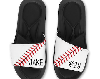 Custom Baseball Slides Flip Flops Sandals - Custom Baseball Sandals - Personalized Baseball Slides