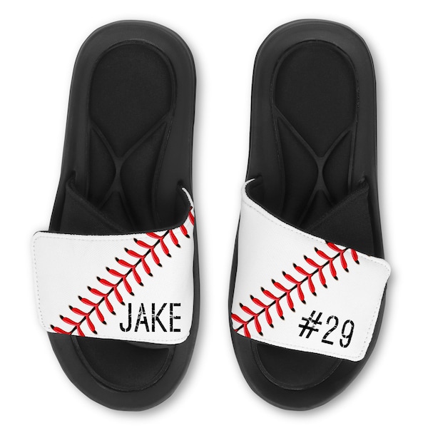 Custom Baseball Slides Flip Flops Sandals - Custom Baseball Sandals - Personalized Baseball Slides