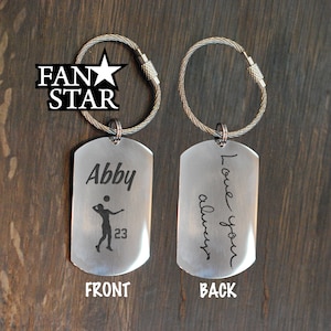 Custom Volleyball Player Keychain|Add Your Name |Handwriting & Font Options|Personalized|Stainless Steel|Laser Engraved Key Chain