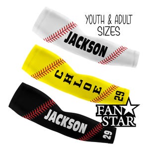 Personalized BASEBALL arm sleeves for kids and adults, Customized Compression Sleeve for Baseball or Softball Teams, Singles or Team Orders