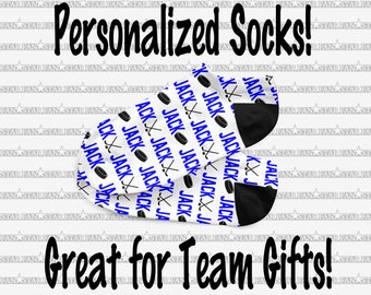 Personalisierte HOCKEY-Socken, benutzerdefinierte Team HOCKEY-Socken, Mädchen-Hockey-Team-Geschenke, Mädchen-Fußkettchen personalisierte Socken