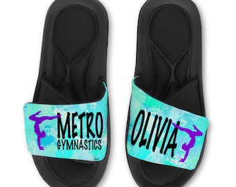 Personalized GYMNAST Slides - GYMNASTICS Custom Slides - GYMNAST Sandals - Custom Name and/or Team