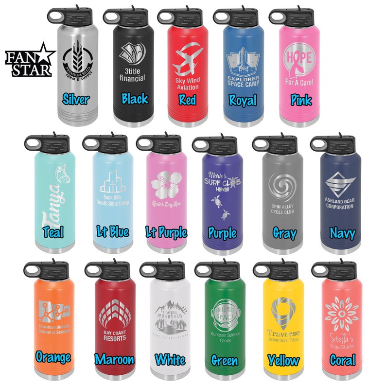 12, 20, 32, or 40 Ounce Gymnastics Coach Water Bottle Laser Engraved, Choose a Color and Size, Stainless Steel, Kids Water Bottles image 3