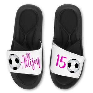 Personalized Custom Soccer Slides Flip Flops Sandals Soccer Sandals Custom Soccer Sandals Choose Your OPTIONS image 1