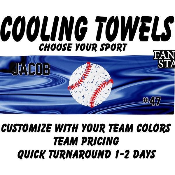 Baseball Sublimated Cooling Towels Etsy