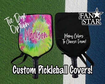 Custom Pickleball Paddle Cover, Personalized Pickleball Cover with Mesh, Choose Your Color, Name or Logo, Pickleball Gift! Tie Dye Design