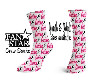 Calcetines de baile personalizados, calcetines de baile personalizados, talla para adultos o niños, regalo perfecto para el equipo, brillantes o lisos