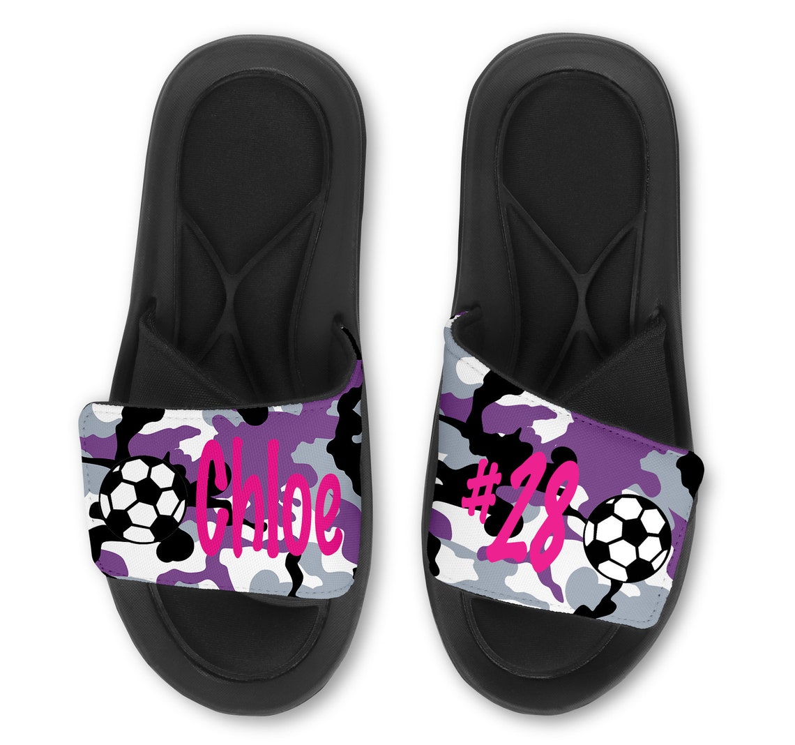 Personalized SOCCER Slides Flip Flops Sandals Soccer Etsy
