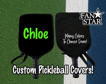 Custom Pickleball Paddle Cover, Personalized Pickleball Cover with Mesh, Choose Your Color and name. Pickleball Gift! Flat Vinyl Name