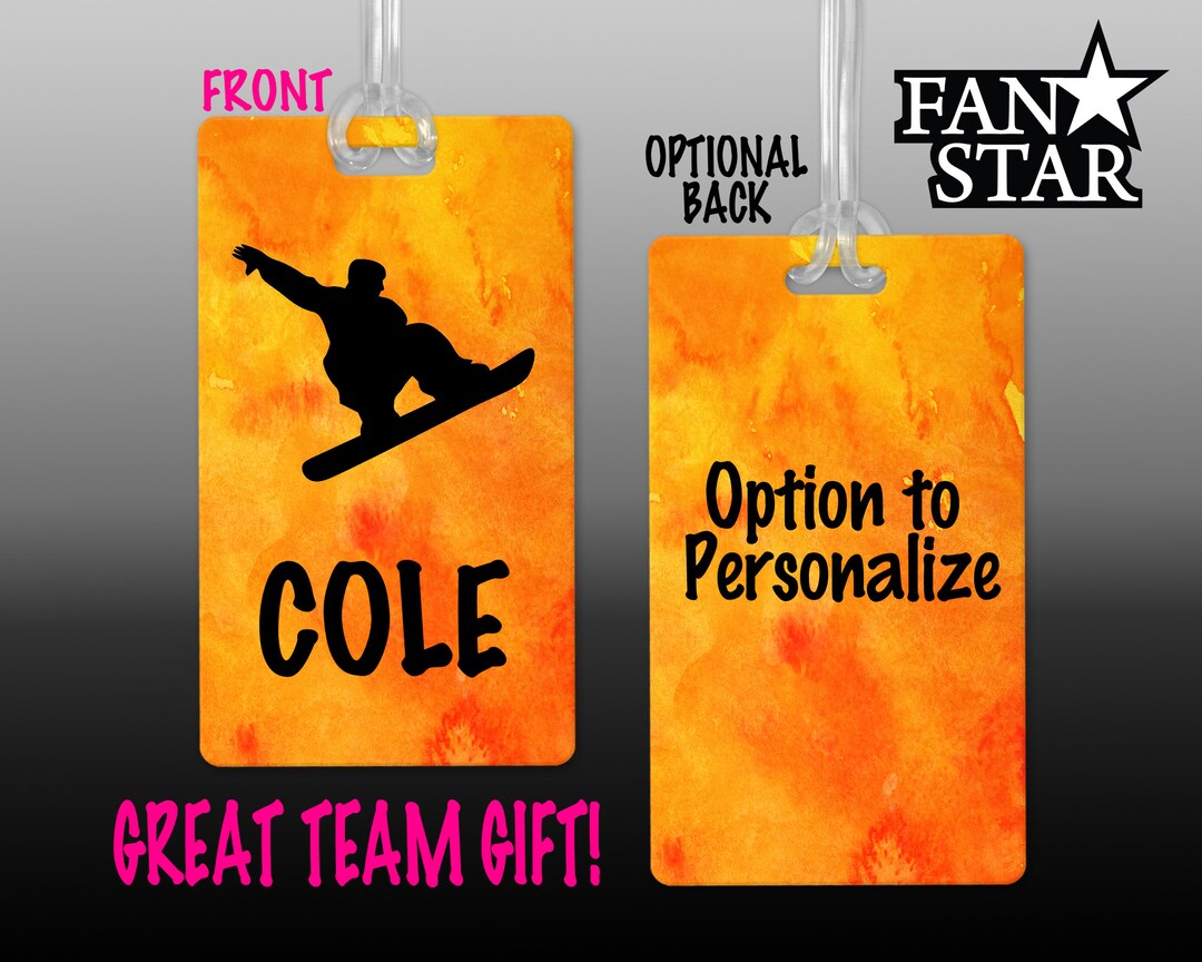Personalized Snowboarder Bag Tag for Luggage Custom Snowboarding Bag
