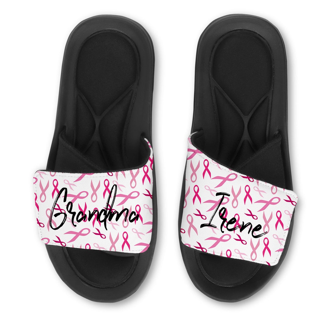 Personalized Breast Cancer Awareness Slides Sandals Flip Flops ...