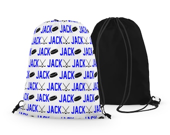 Personalized Hockey Drawstring Bag - Custom Hockey Drawstring Bag - Choose Your Colors!!