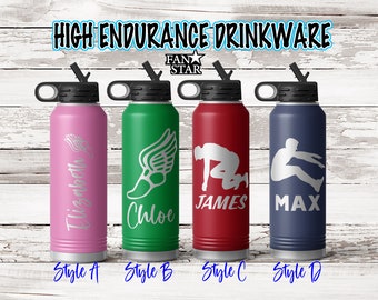Personalized Track & Field Water Bottle Engraved, Custom Track Water Bottle, Stainless Steel for Long Lasting Cold or Hot Drinks, Many Sizes