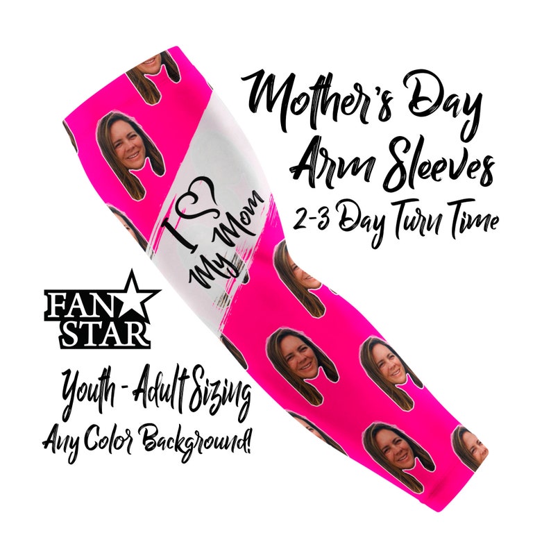 Custom Picture Arm Sleeves, Love My Mom, Great for Mother's Day, Sleeves for Kids and Adults, Baseball, Softball, Lacrosse, Soccer Gift image 4