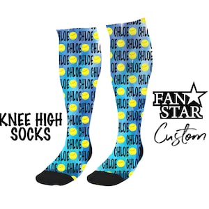 Personalized Softball Stars Knee High Socks, Custom Fastpitch Stars Knee High Socks, Choose Your Color and add your team name!