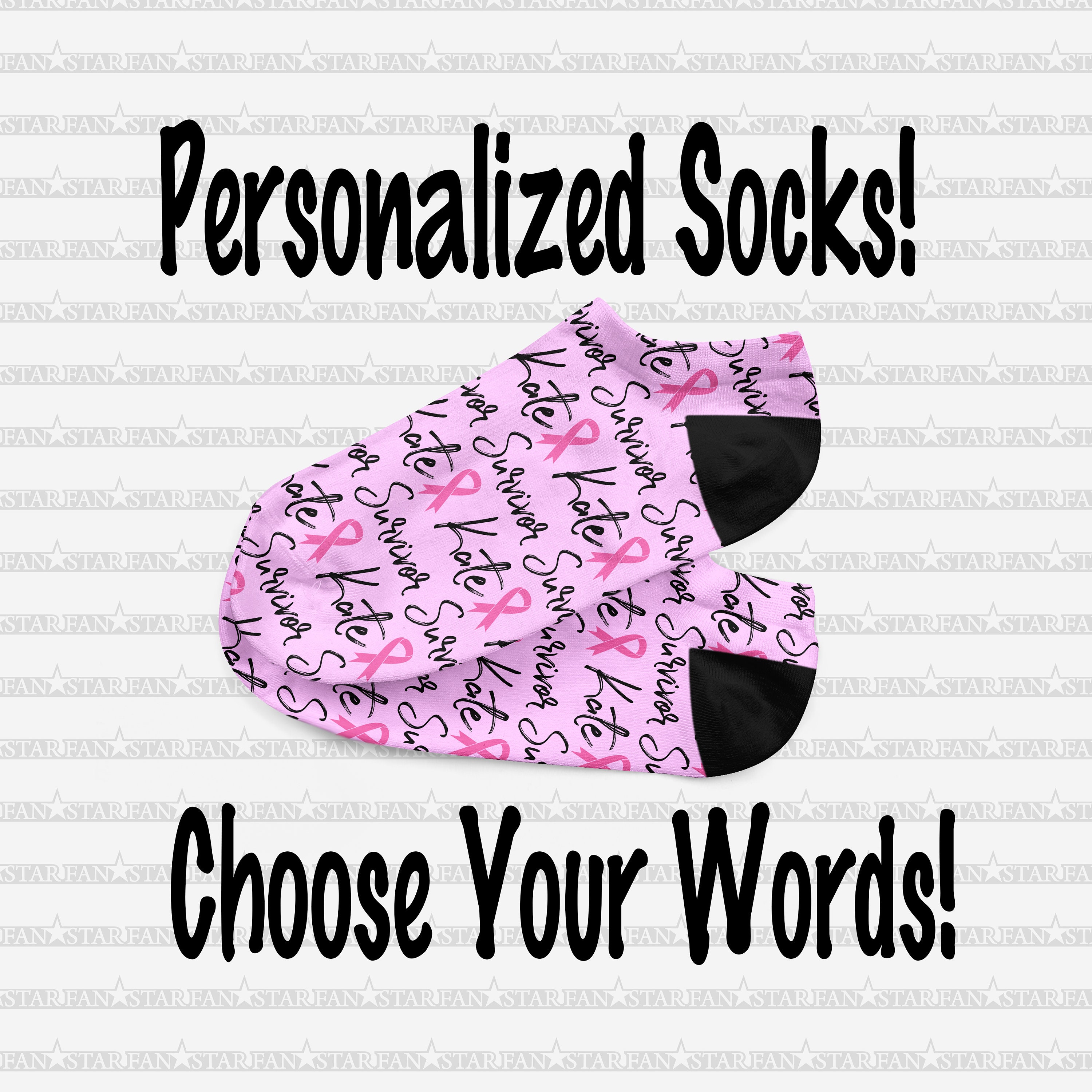 Personalized BREAST CANCER Socks Custom Pink Ribbon Socks Etsy