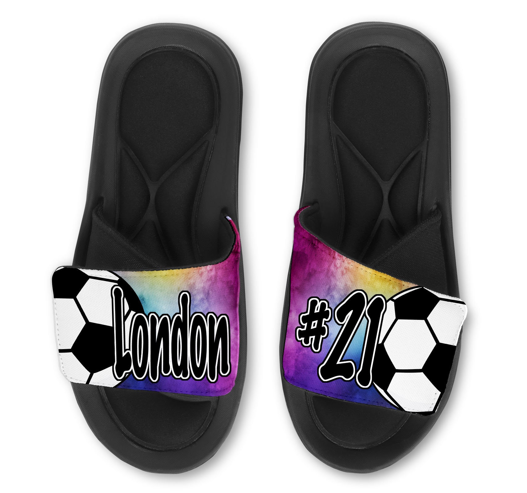 Custom Soccer Slides Flip Flops Sandals Personalized Soccer Etsy
