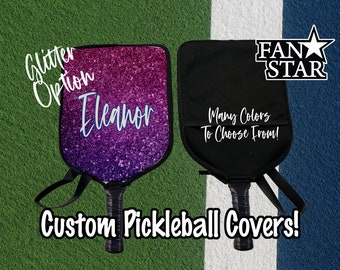 Custom Pickleball Paddle Cover, Personalized Pickleball Cover with Mesh, Choose Your Color, Name or Logo, Pickleball Gift! Glitter Design