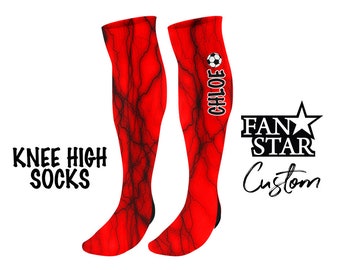 Personalized Soccer Knee High Socks, Custom Lightning Soccer Socks Knee High Socks with Name or Team, Great Team Socks