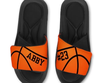 Personalized Custom Basketball Slides Flip Flops Sandals - Name & Number