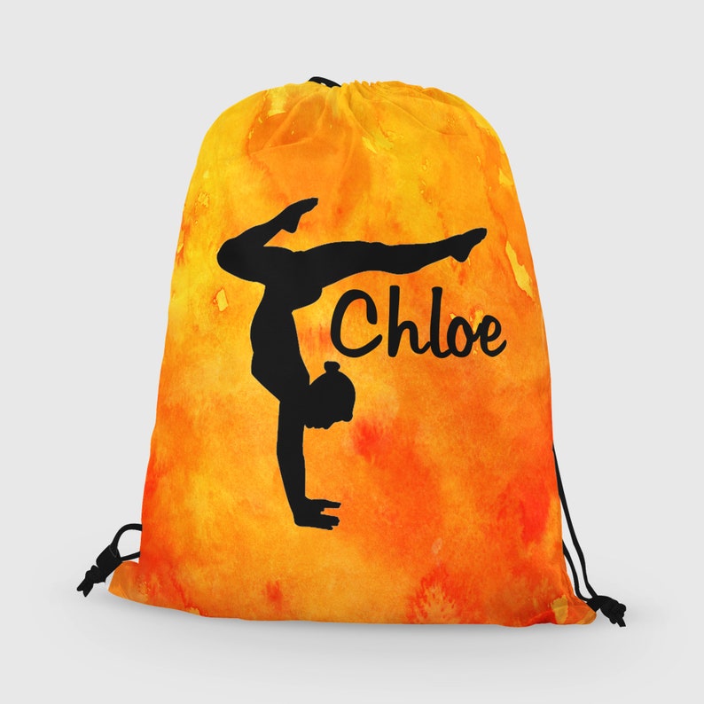 Personalized Gymnast Drawstring Bag, Custom Gymnastics Drawstring Bag Stag Position, Great gymnast gift and team gifts image 10