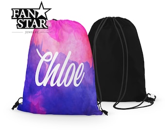 Personalized Name Drawstring Bag - Custom Watercolor Drawstring Bag - Choose Your Colors, Font, and Name!!