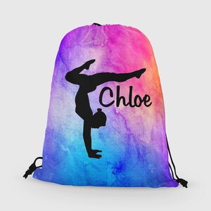 Personalized Gymnast Drawstring Bag, Custom Gymnastics Drawstring Bag Stag Position, Great gymnast gift and team gifts image 7